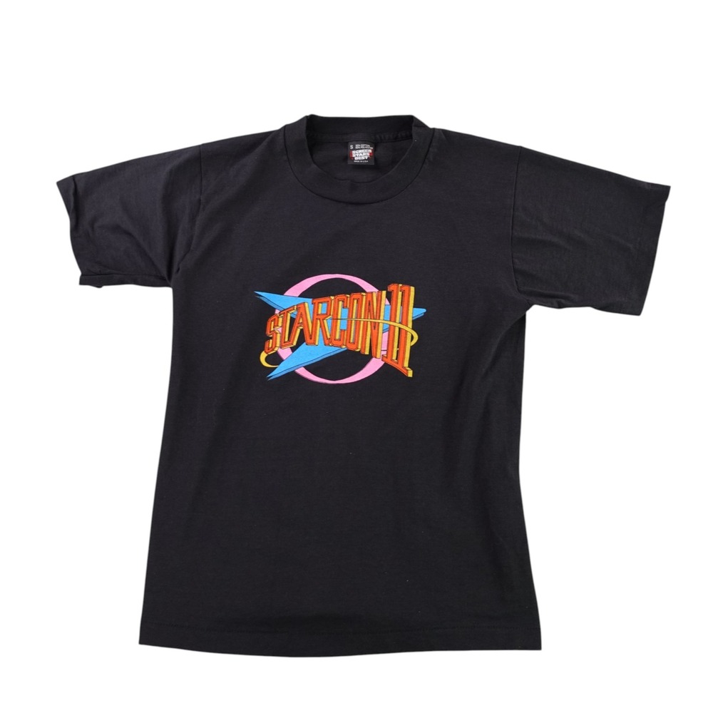 Vintage 80s Starcon II T Shirt Small Black Sci Fi Convention Screen Stars USA